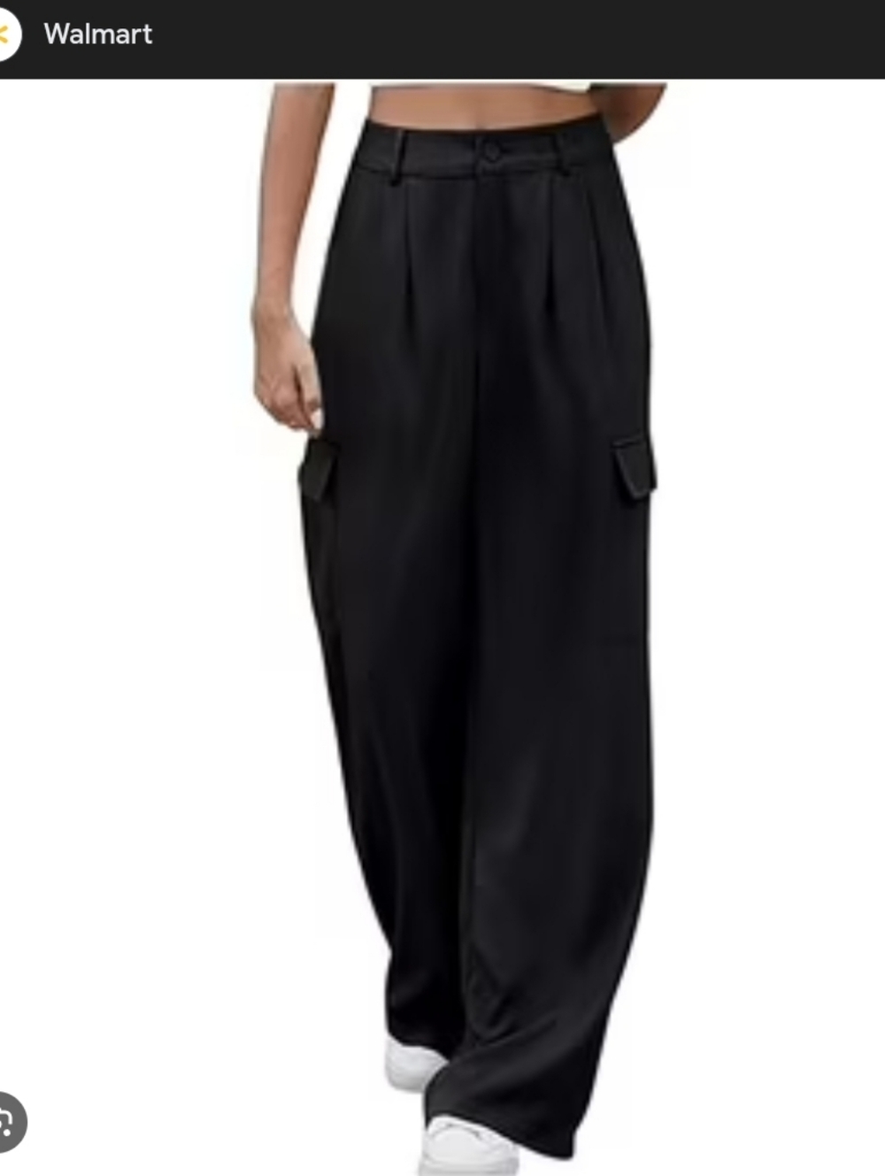 DKNY Womans Black Wide Leg Cargo Dress Pants Size 8